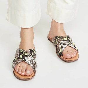 Madewell Skyler slide sandals snakeskin print